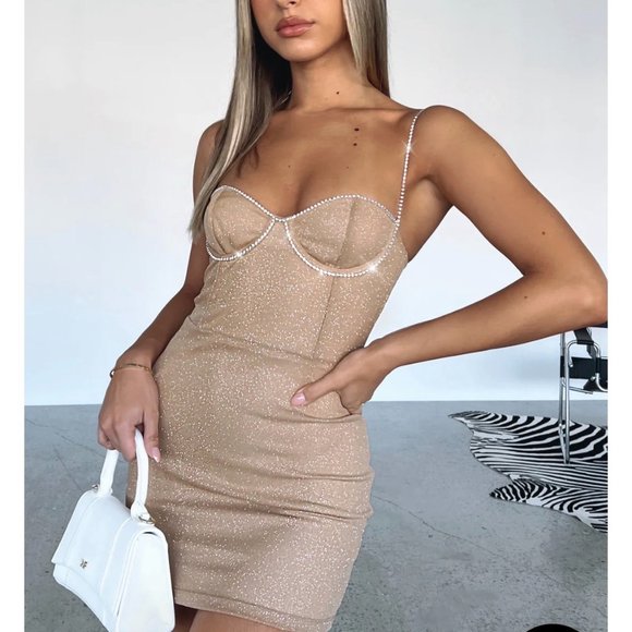 White Fox Boutique | Dresses | White Fox Eyes On Us Mini Dress Nude |  Poshmark